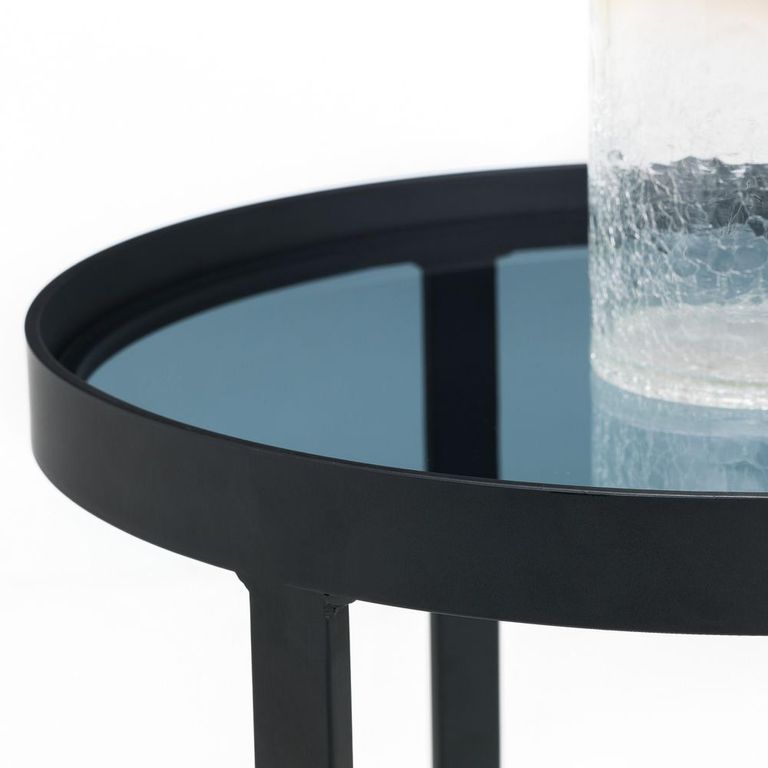 Loft Lamp Table - Round - Smoked Glass Top