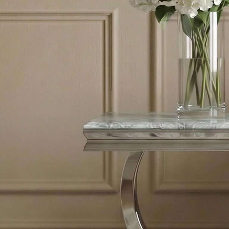 Glacier Grey Marble and Chrome Square Side Table