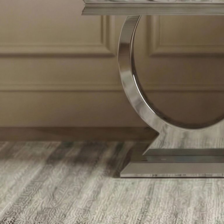 Glacier Grey Marble and Chrome Square Side Table
