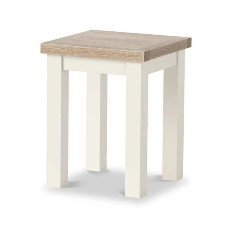 Modern Lamp Table - Square - White Painted