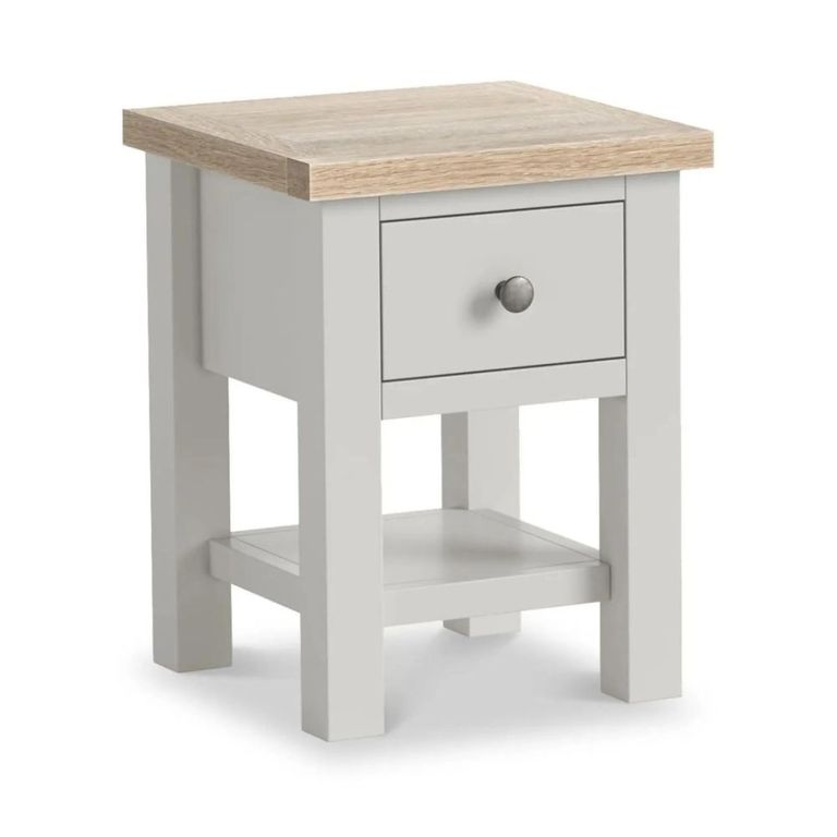Modern Lamp Table - 1 Drawer - Square - Grey Painted
