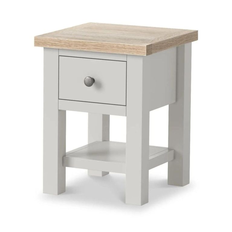 Modern Lamp Table - 1 Drawer - Square - Grey Painted