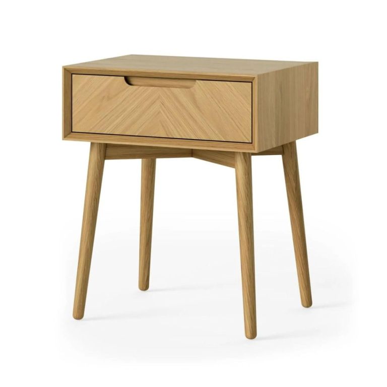 Valencia Herringbone Lamp Table - 1 Drawer - Oak