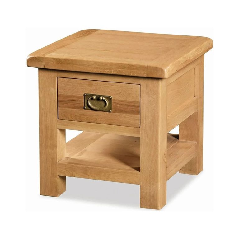 Salisbury Premium Square Lamp Table - 1 Drawer - Oak