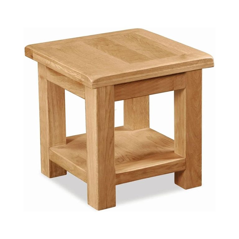Salisbury Premium Square Lamp Table - with Shelf - Oak