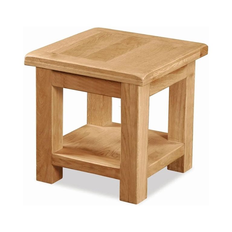 Salisbury Premium Square Lamp Table - with Shelf - Oak