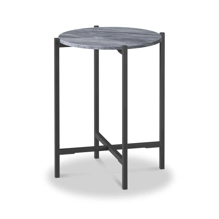 Marmora Side Table - Round - Grey Marble