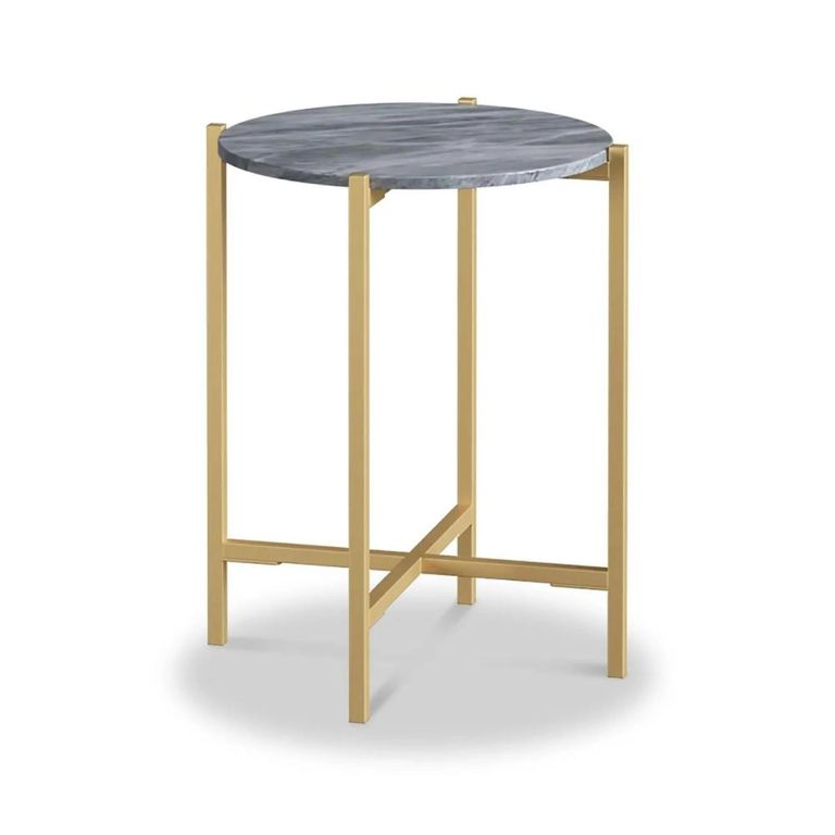 Marmora Side Table - Round - Grey Marble & Gold
