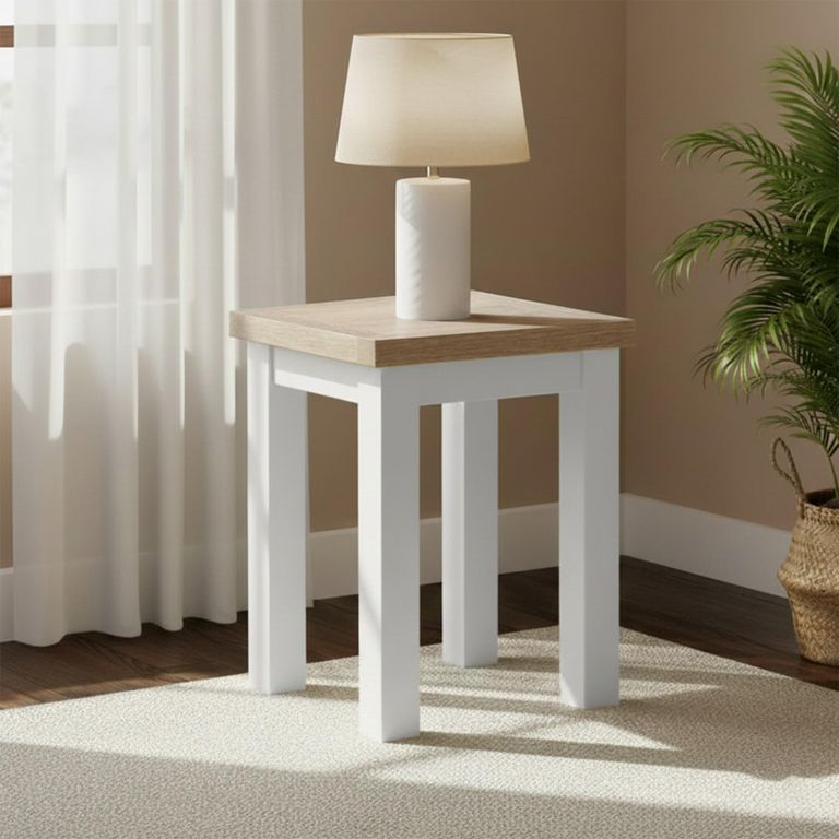 Modern Lamp Table - Square - Grey Painted