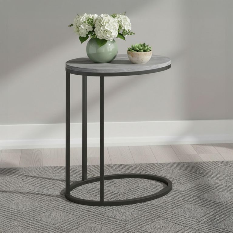 Marmora C Side Table - Oval - Grey Marble