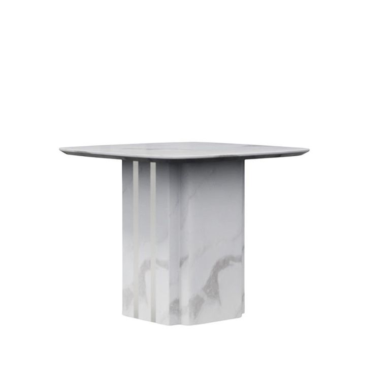 Antonio White Marble Square Side Table