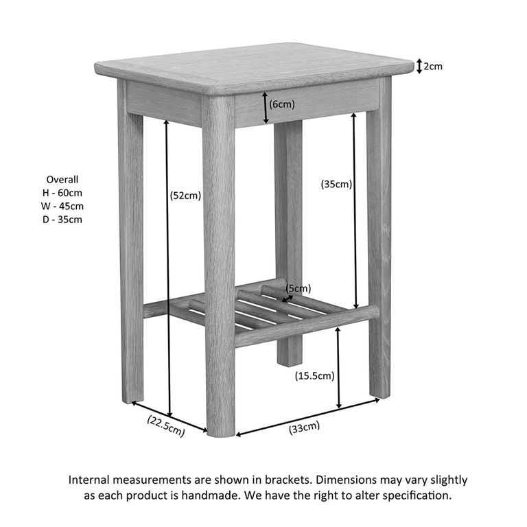 Twyford Lamp Table - with Shelf - Oak