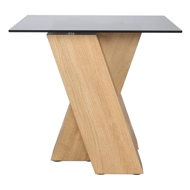 Newton Lamp Table - Smoked Glass and Oak