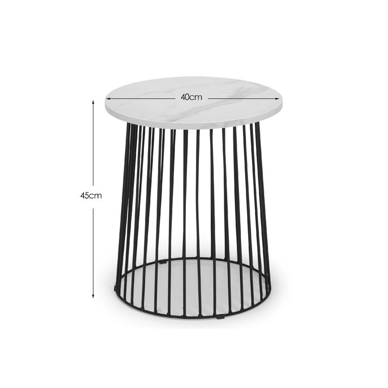 Broadway Lamp Table - Round - White Marble Effect