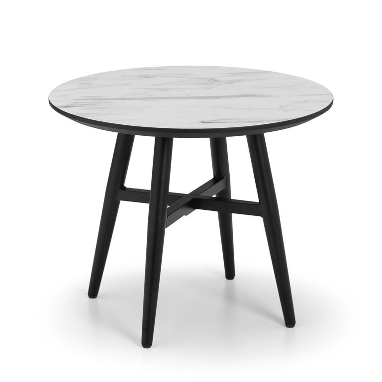 Firenze Lamp Table - Round - White Marble Effect