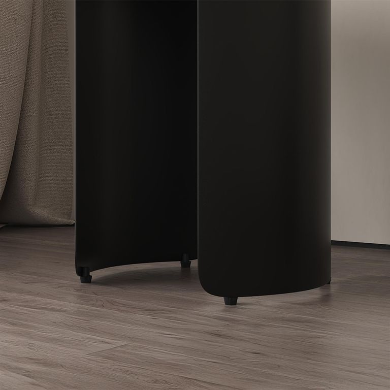 Lorea White Marble Square Side Table with Black Base