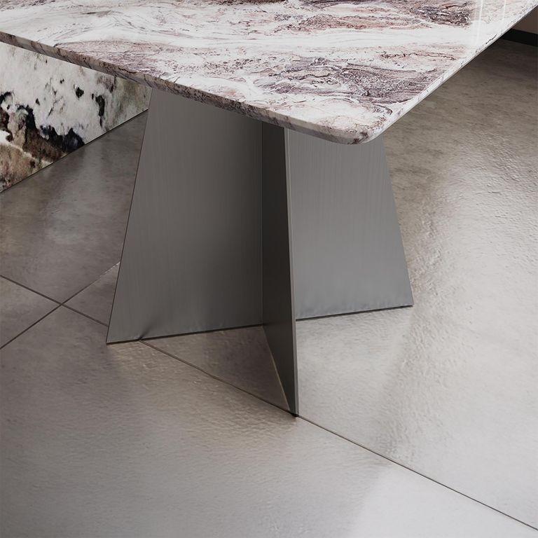 Taurus Beige Marble Square Side Table with Dark Grey Base