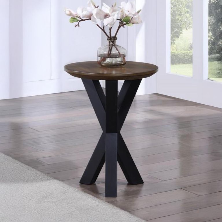 Nevada Round Lamp Table - Parquet Top Wood