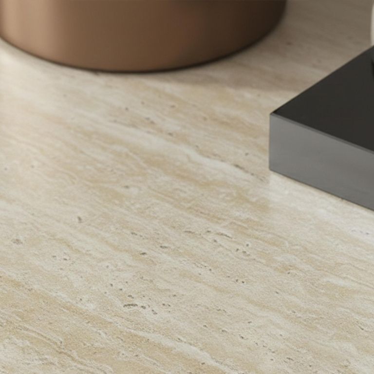 Milan Travertine Beige Engineered Marble Square Side Table