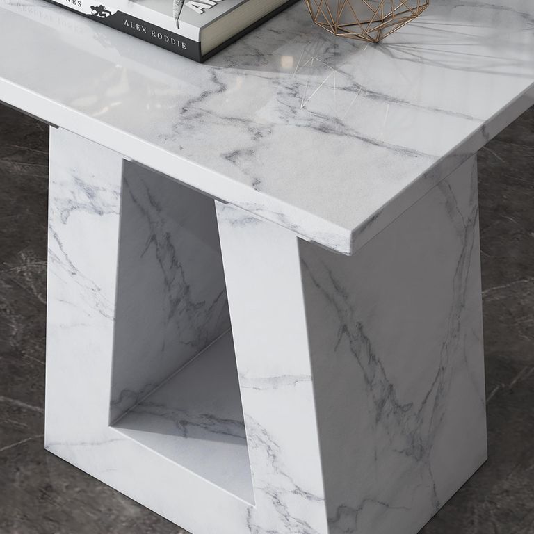 Milan White Marble Square Side Table