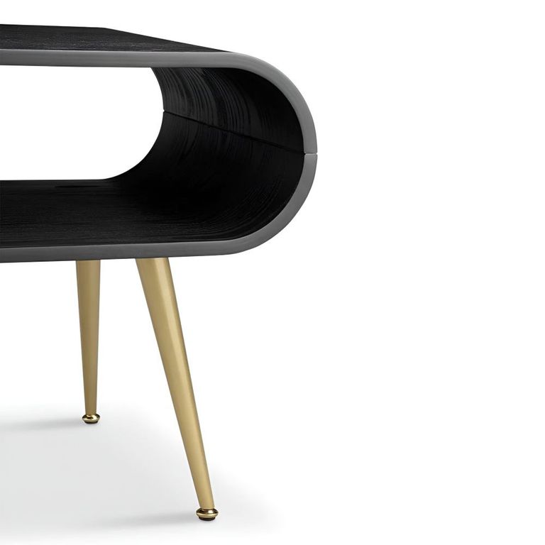 Auckland Lamp Table - Black and Brass - JF722