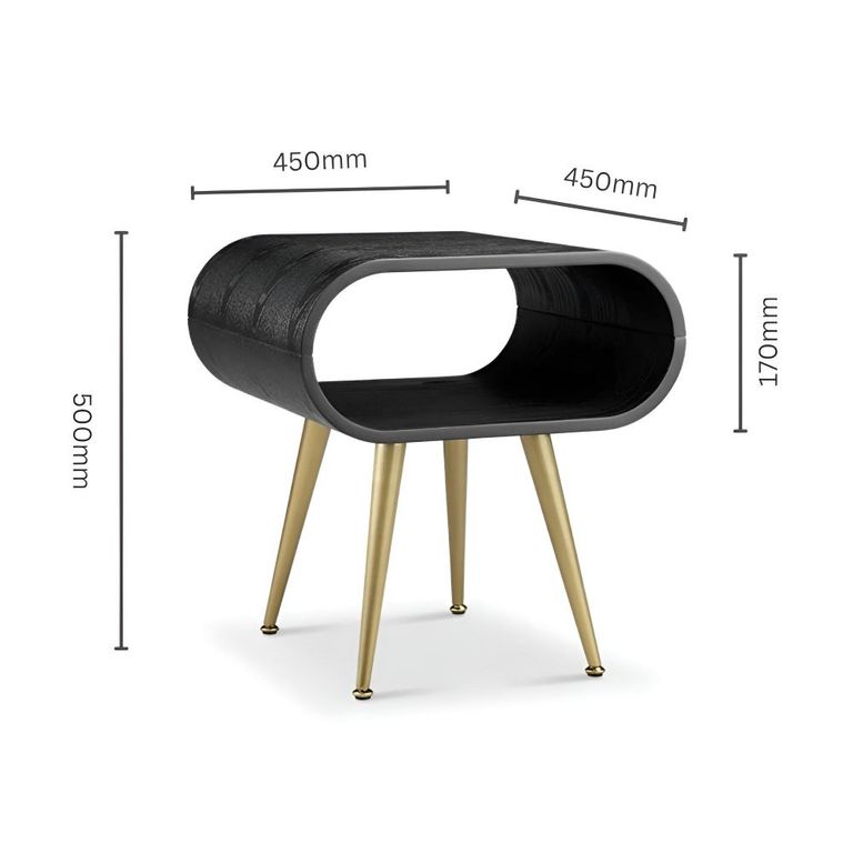 Auckland Lamp Table - Black and Brass - JF722