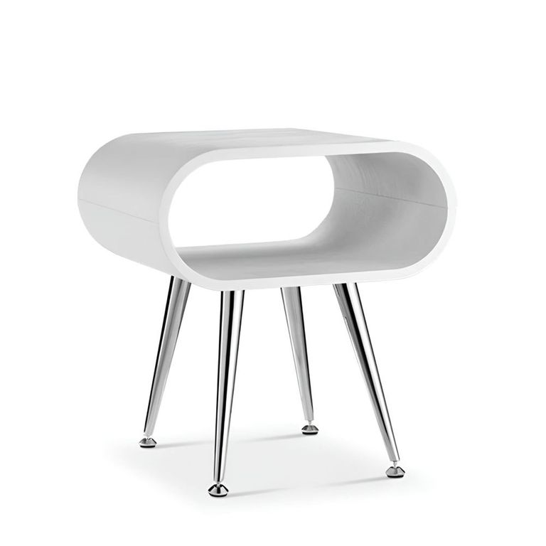 Auckland Lamp Table - White and Chrome - JF722