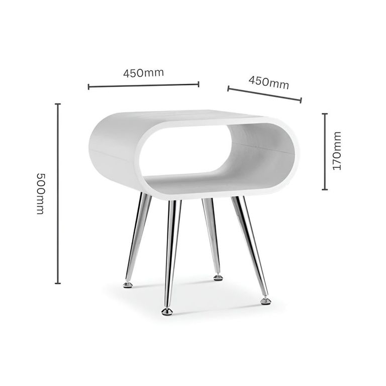 Auckland Lamp Table - White and Chrome - JF722