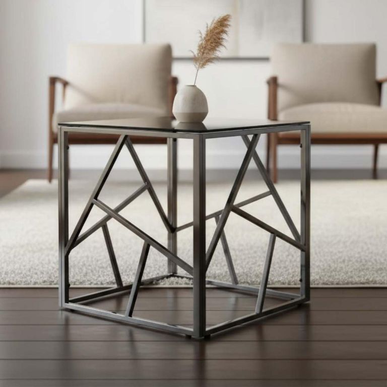 Cortez End Table  Smoked Glass