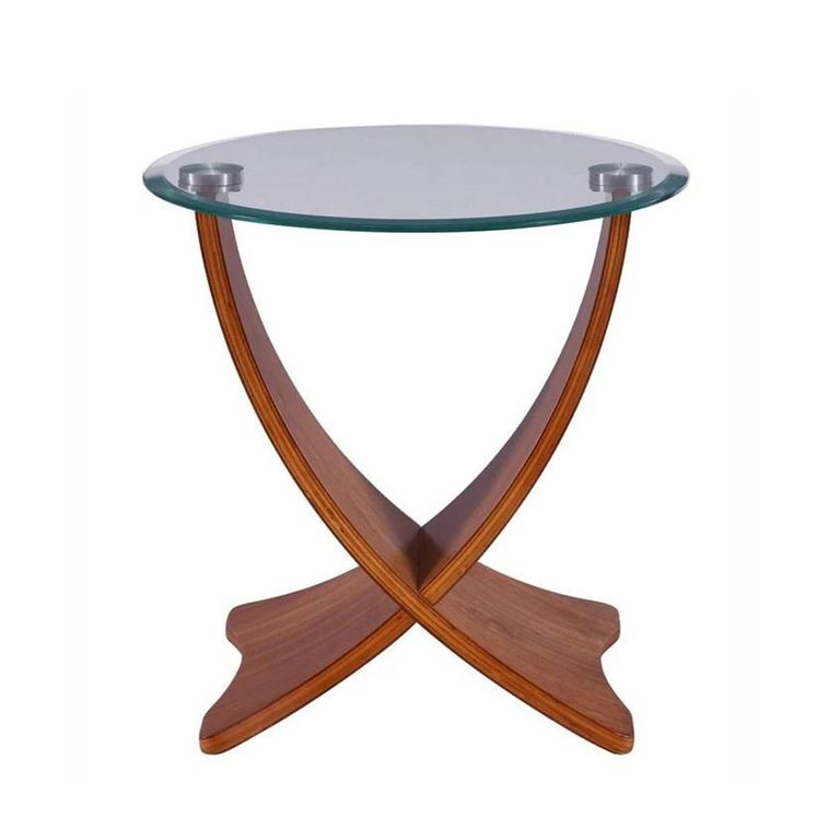 Siena Round Lamp Table - Walnut with Glass Top - JF309