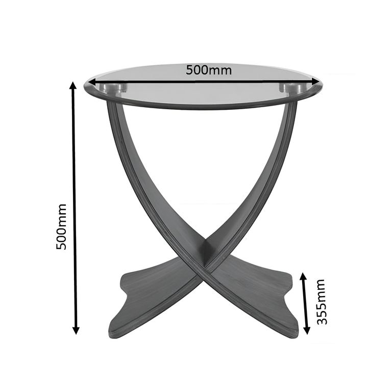 Siena Round Lamp Table - Walnut with Glass Top - JF309