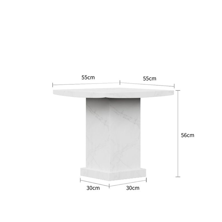 Turin Lamp Table - Square - White Marble