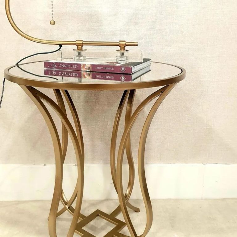 Clearance - Apex End Table - Round - Gold Metal and Clear Glass - A475