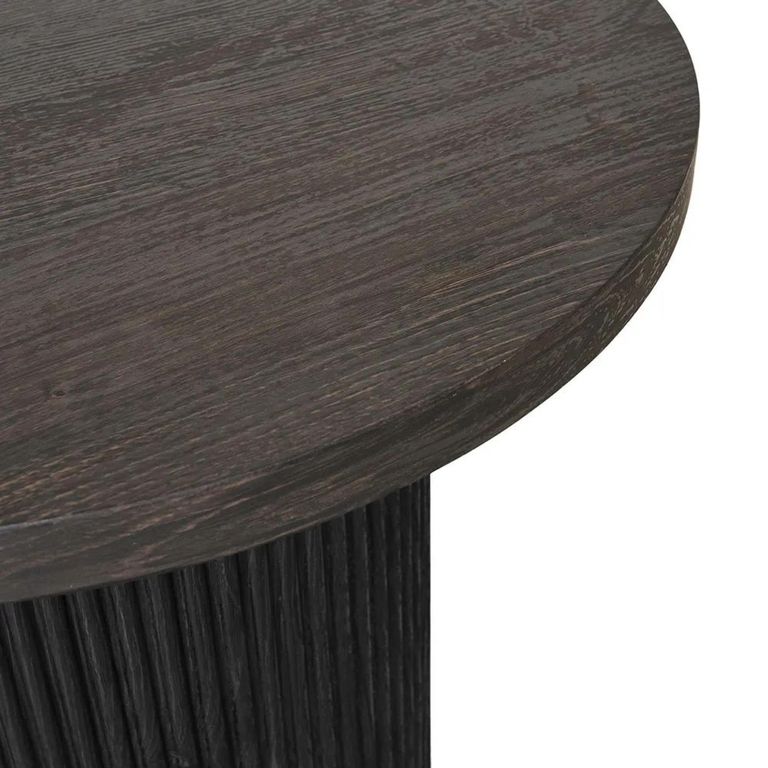 Clearance - Boavista Side Table - Round - Fluted - Dark Wood - A501