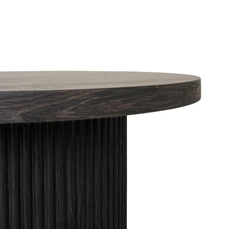 Clearance - Boavista Side Table - Round - Fluted - Dark Wood - A501