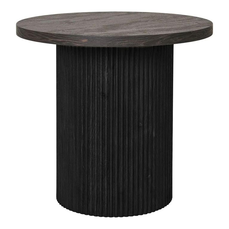 Clearance - Boavista Side Table - Round - Fluted - Dark Wood - A501