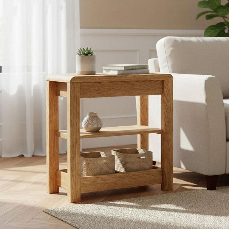 Clearance - Thurlestone Curved Sofa Side Table - Oak - FSS16978