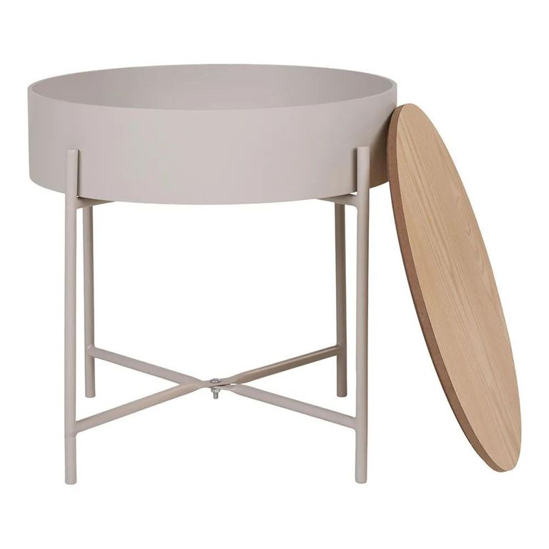 Clearance - Sisco Side Table - Round - Storage - Beige - FSS16964