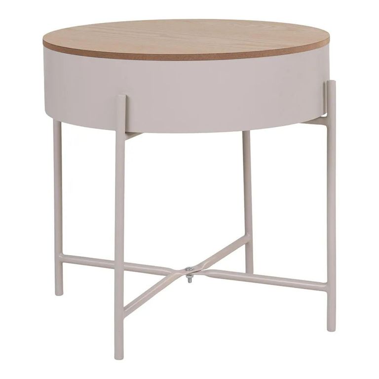 Clearance - Sisco Side Table - Round - Storage - Beige - FSS16964