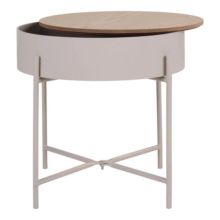 Clearance - Sisco Side Table - Round - Storage - Beige - FSS16964