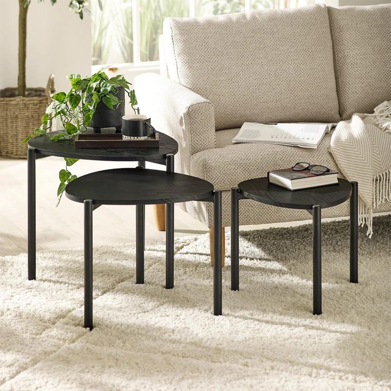 Lorette Nest of 3 Side Tables - Teardrop - Black