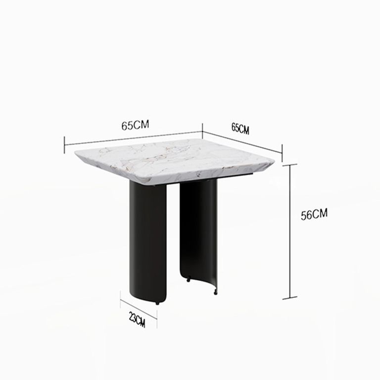 Lorea Side Table - Square - White Marble - Black Base