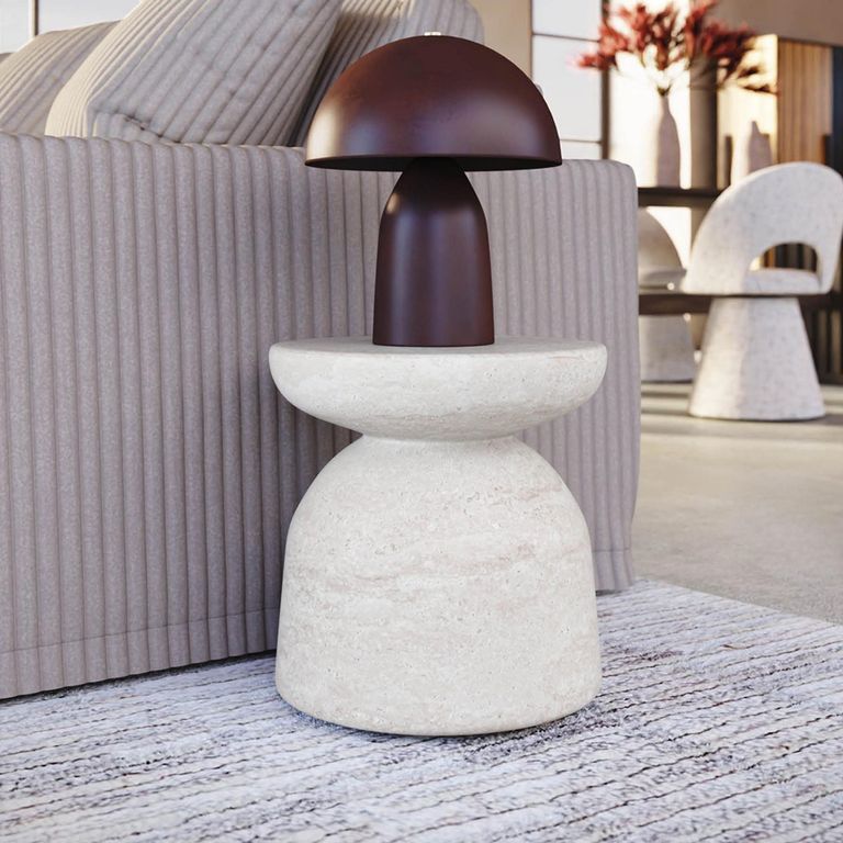 Diablo Round Side Table - Light Travertine