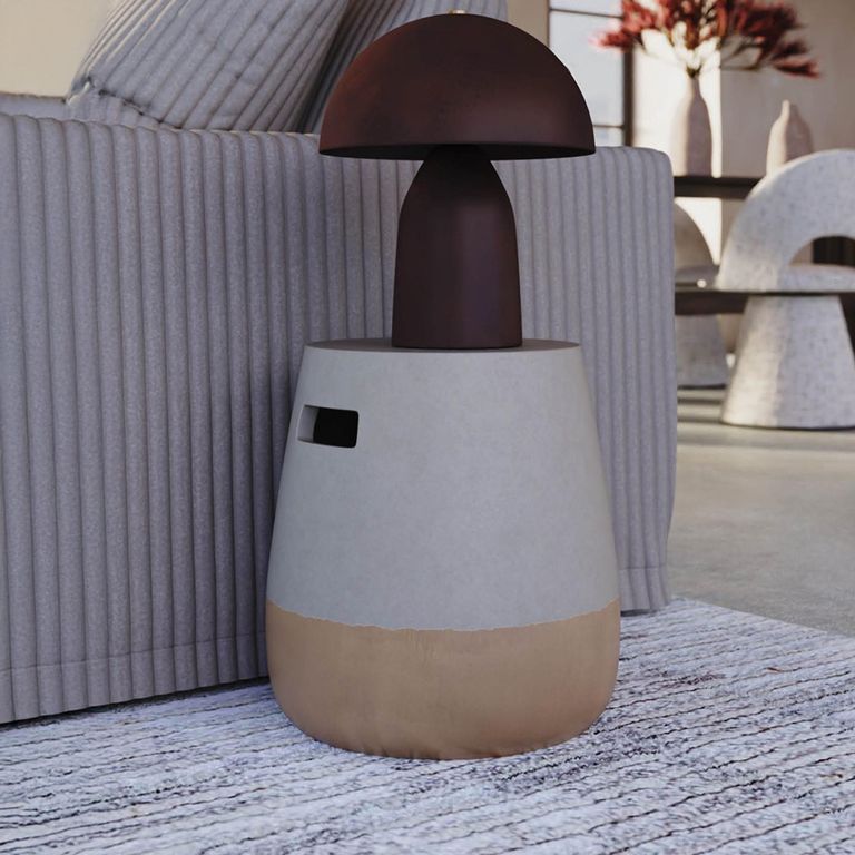 Taiko Round Side Table - Grey and Gold Ombre