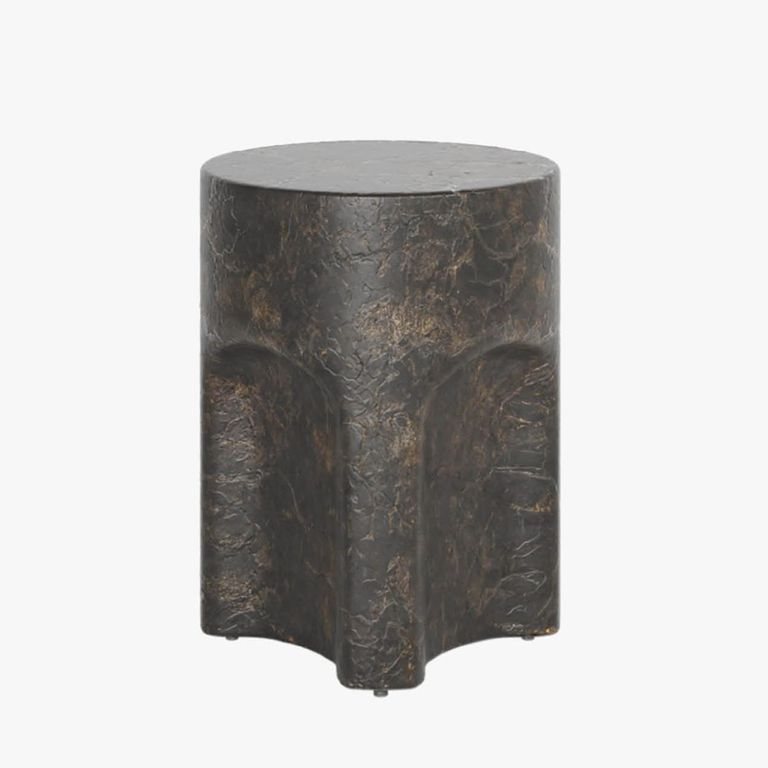 Pinch Round Side Table - Brown Slate and Concrete