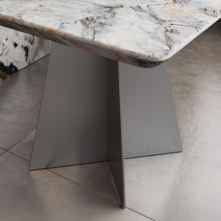 Taurus Side Table - Square - Beige Marble - Dark Grey Base