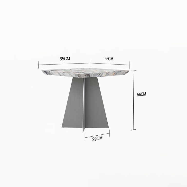 Taurus Side Table - Square - Beige Marble - Dark Grey Base