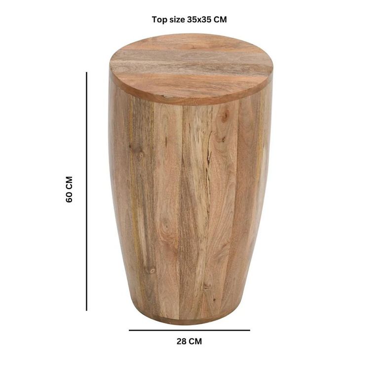 Surrey Side Table - Drum - Solid Mango Wood