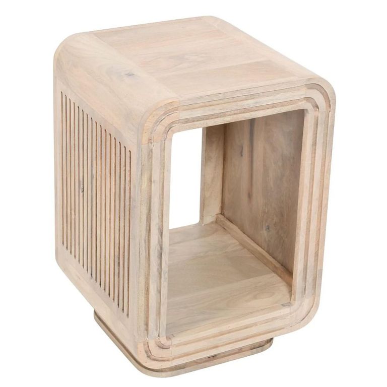 Hudson Side Table - Ribbed Carved - Mango Wood