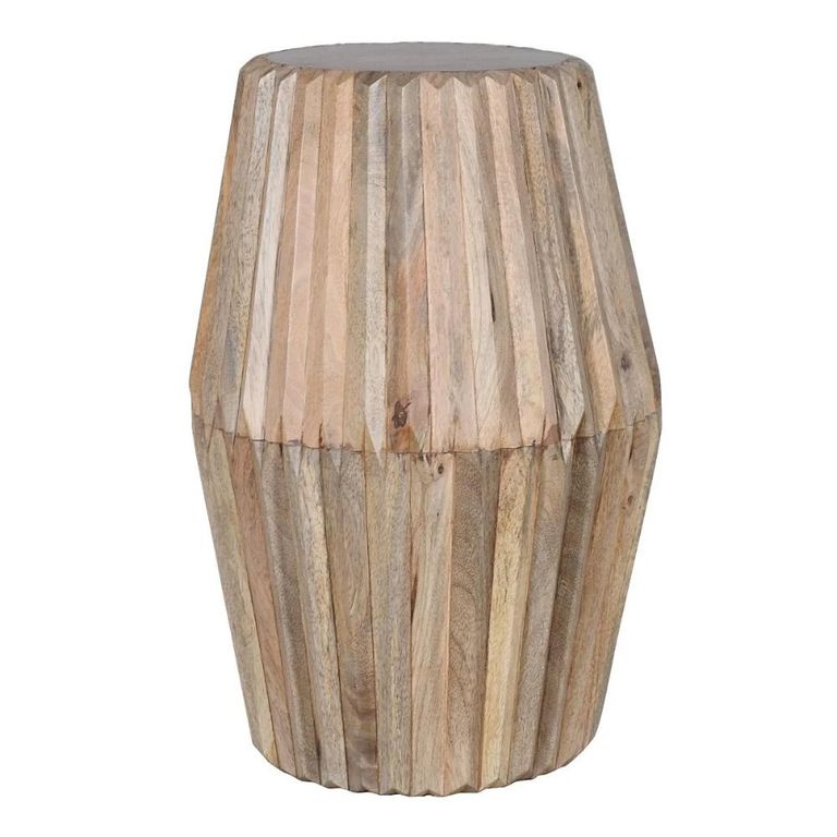 Hudson Side Table - Round - Ribbed Carved - Mango Wood